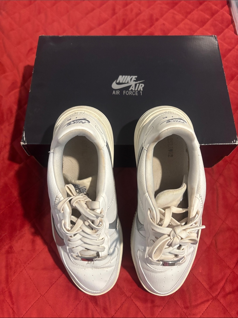 Nike Air Force 1 Low Sneakers - Off-White with Silver Swoosh